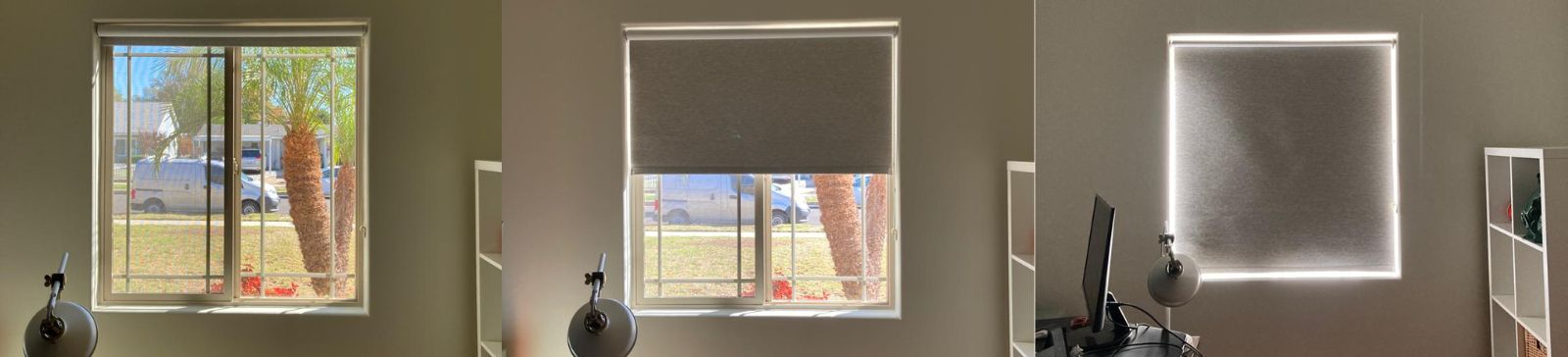 Modern home office setup in Sunnyvale featuring high quality window shades, demonstrating stylish and effective light control.